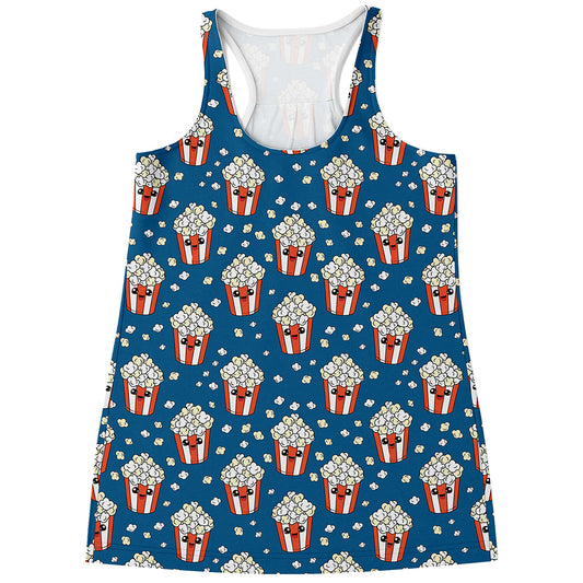 Cute Popcorn Box Pattern Print Women's Racerback Tank Top