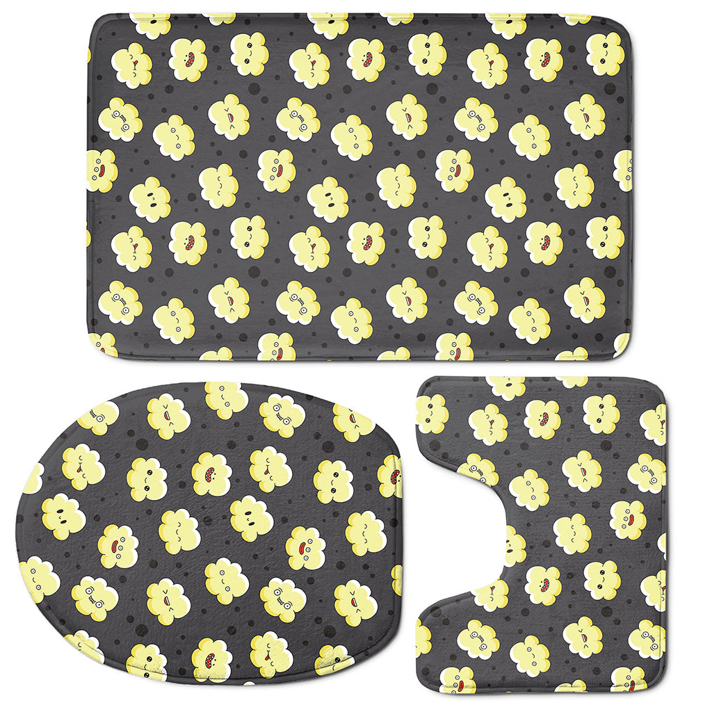 Cute Popcorn Pattern Print 3 Piece Bath Mat Set