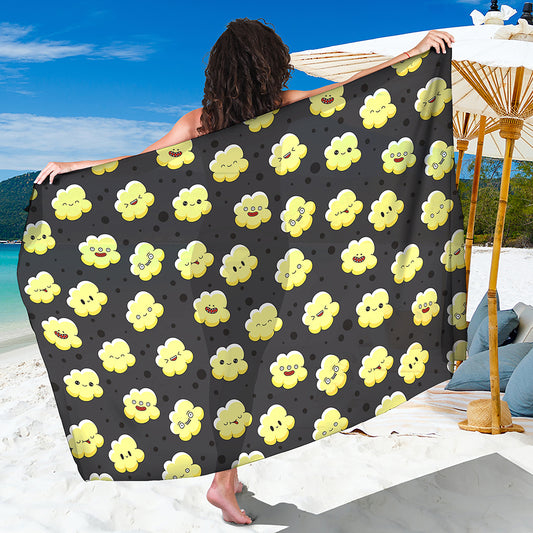 Cute Popcorn Pattern Print Beach Sarong Wrap