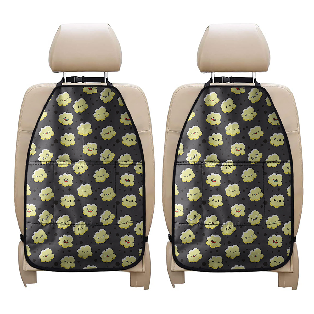 Cute Popcorn Pattern Print Car Seat Organizers