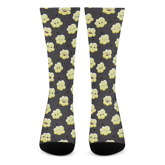 Cute Popcorn Pattern Print Crew Socks