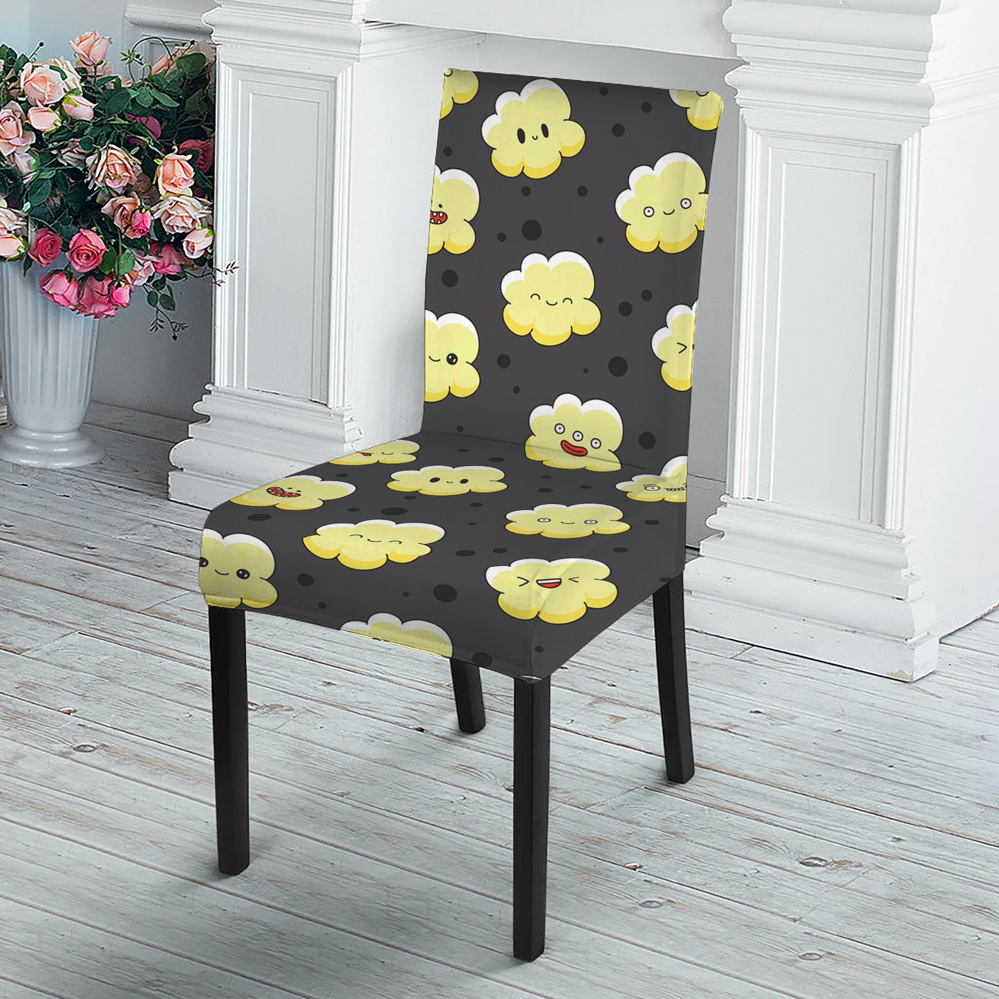 Cute Popcorn Pattern Print Dining Chair Slipcover