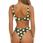 Cute Popcorn Pattern Print Front Bow Tie Bikini