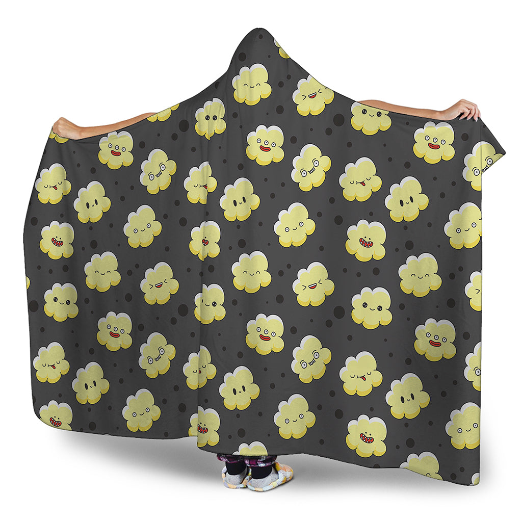 Cute Popcorn Pattern Print Hooded Blanket