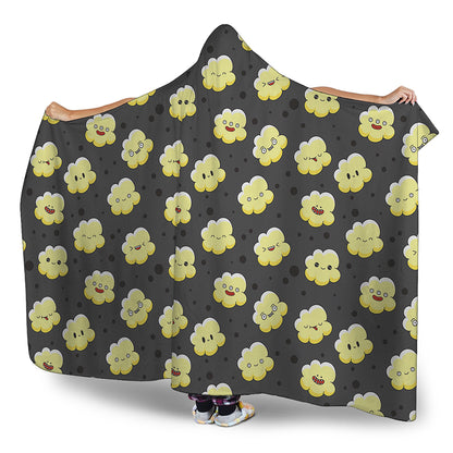 Cute Popcorn Pattern Print Hooded Blanket