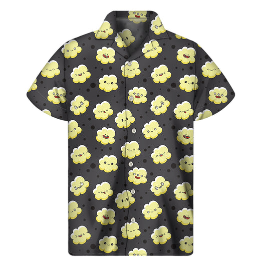 Cute Popcorn Pattern Print Men's Short Sleeve Shirt