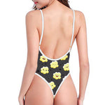 Cute Popcorn Pattern Print One Piece High Cut Swimsuit