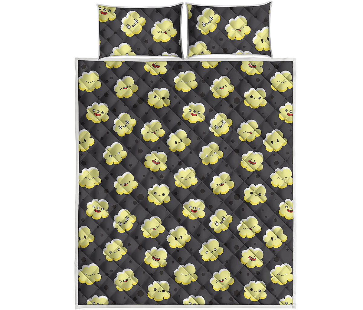 Cute Popcorn Pattern Print Quilt Bed Set