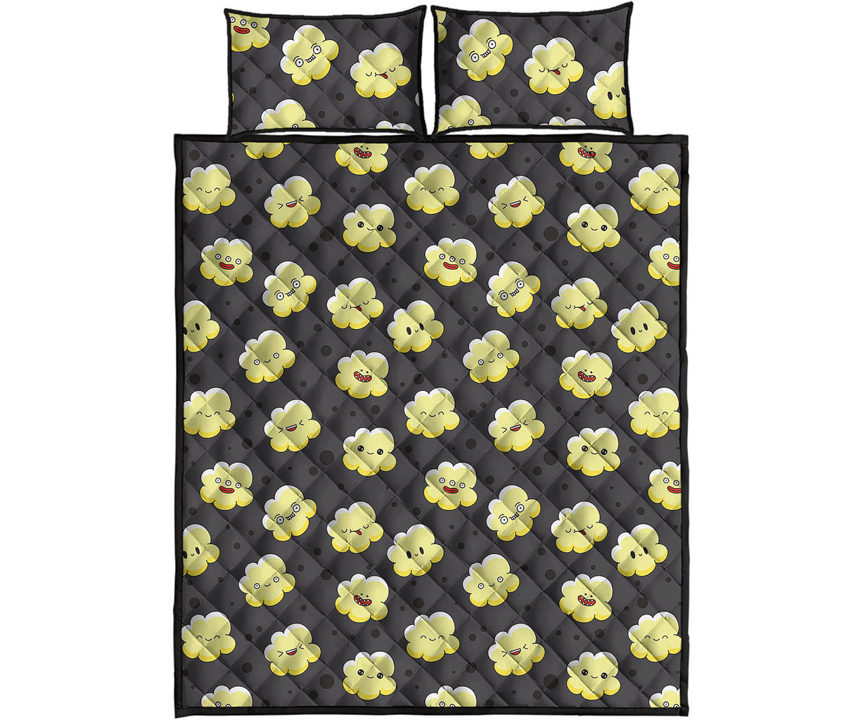 Cute Popcorn Pattern Print Quilt Bed Set