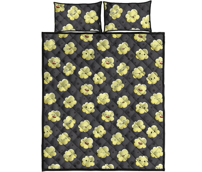 Cute Popcorn Pattern Print Quilt Bed Set