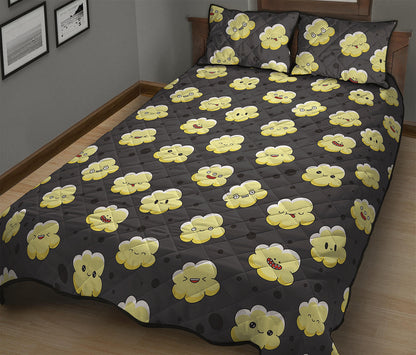 Cute Popcorn Pattern Print Quilt Bed Set