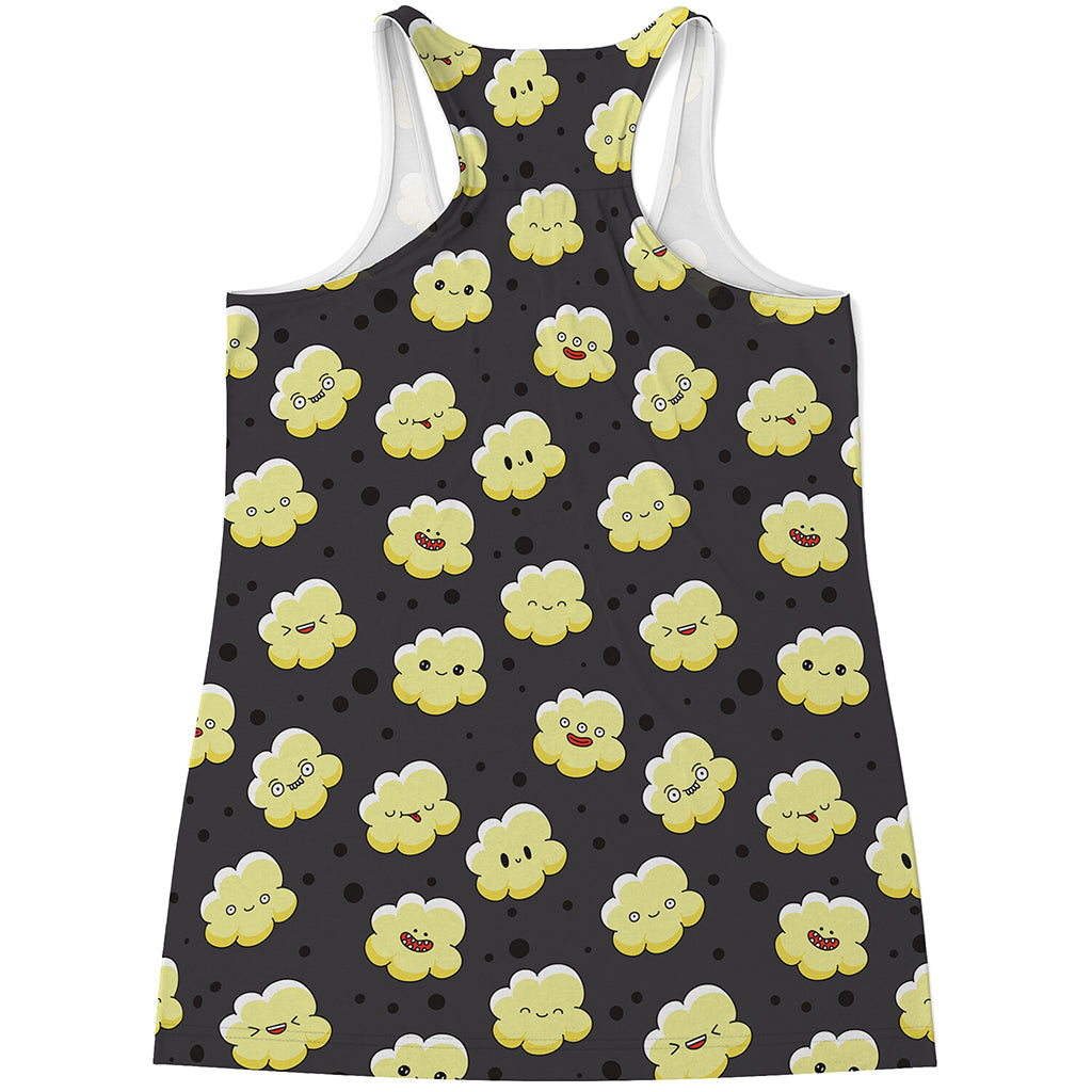 Cute Popcorn Pattern Print Women's Racerback Tank Top