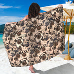 Cute Pug Pattern Print Beach Sarong Wrap