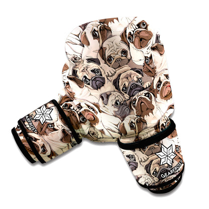 Cute Pug Pattern Print Boxing Gloves