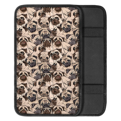 Cute Pug Pattern Print Car Center Console Cover