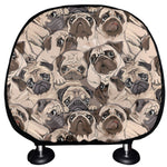 Cute Pug Pattern Print Car Headrest Covers