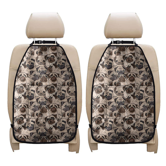 Cute Pug Pattern Print Car Seat Organizers
