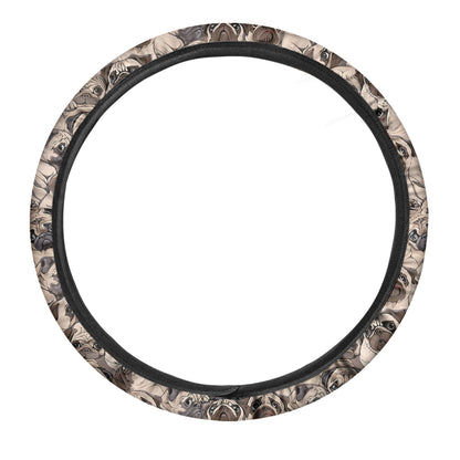 Cute Pug Pattern Print Car Steering Wheel Cover