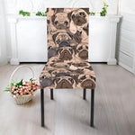 Cute Pug Pattern Print Dining Chair Slipcover