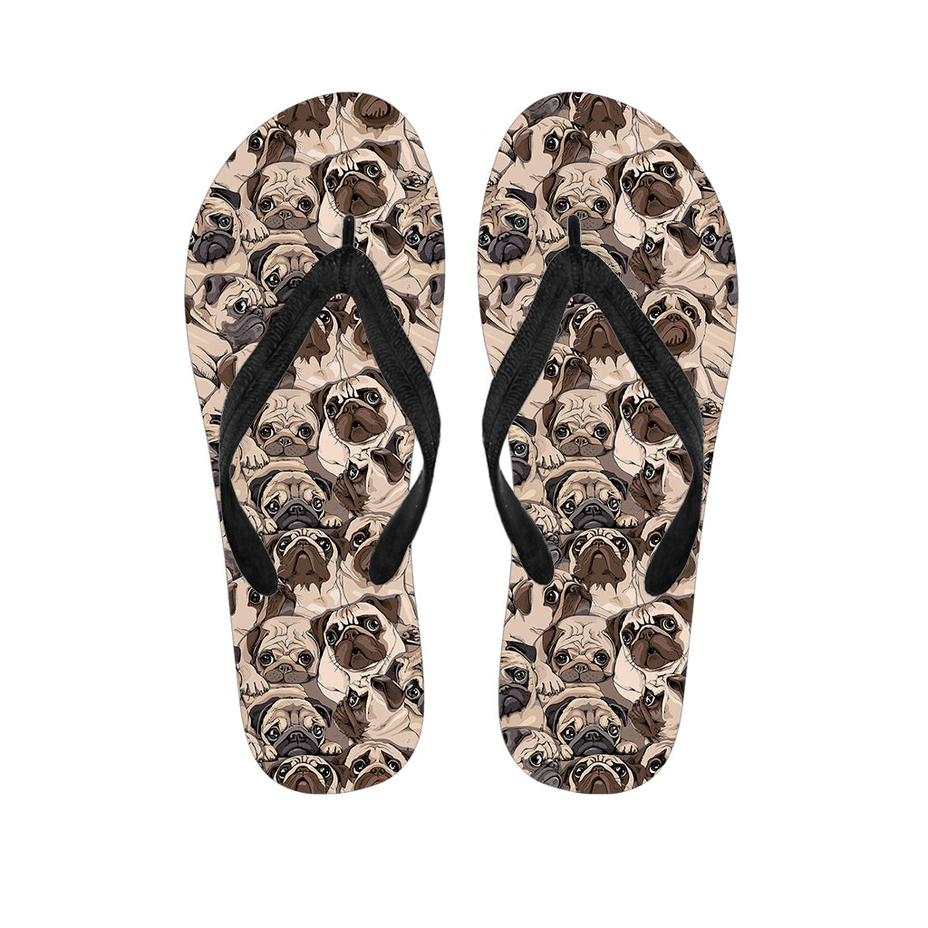 Cute Pug Pattern Print Flip Flops