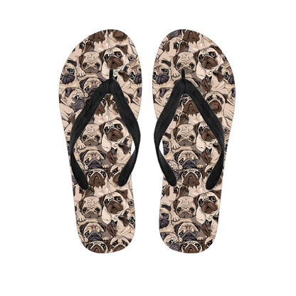 Cute Pug Pattern Print Flip Flops