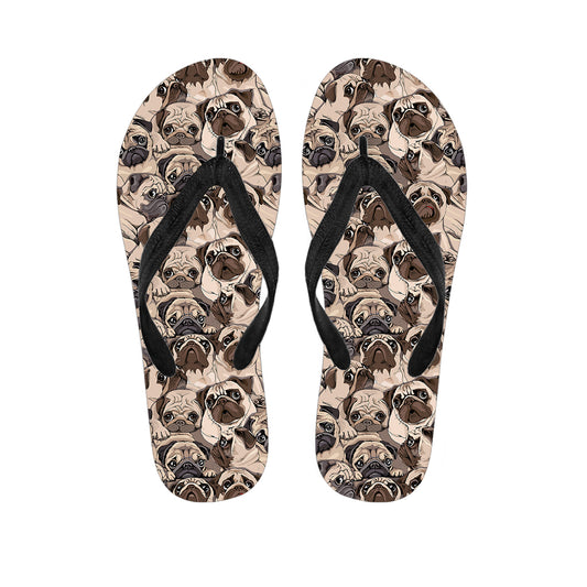 Cute Pug Pattern Print Flip Flops