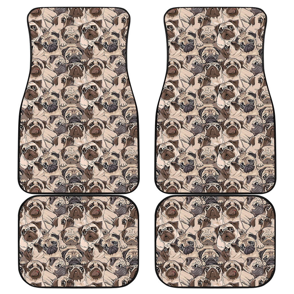 Cute Pug Pattern Print Front and Back Car Floor Mats