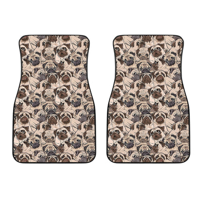 Cute Pug Pattern Print Front Car Floor Mats