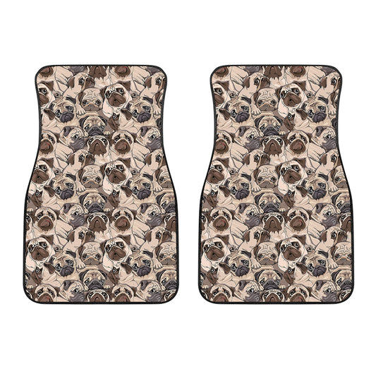 Cute Pug Pattern Print Front Car Floor Mats