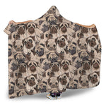 Cute Pug Pattern Print Hooded Blanket