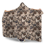 Cute Pug Pattern Print Hooded Blanket
