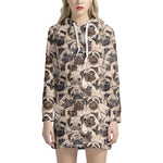 Cute Pug Pattern Print Hoodie Dress