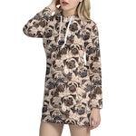 Cute Pug Pattern Print Hoodie Dress