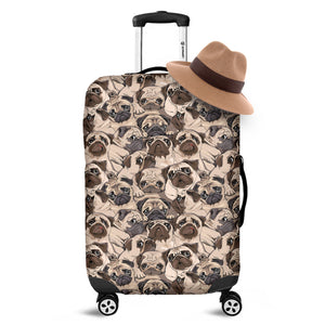 Cute Pug Pattern Print Luggage Cover