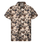 Cute Pug Pattern Print Men's Short Sleeve Shirt