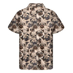 Cute Pug Pattern Print Men's Short Sleeve Shirt