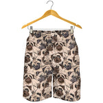 Cute Pug Pattern Print Men's Shorts