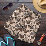 Cute Pug Pattern Print Men's Shorts
