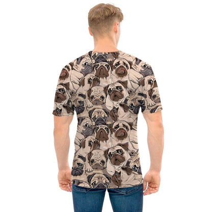Cute Pug Pattern Print Men's T-Shirt
