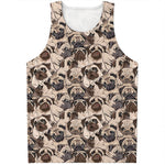 Cute Pug Pattern Print Men's Tank Top