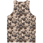 Cute Pug Pattern Print Men's Tank Top