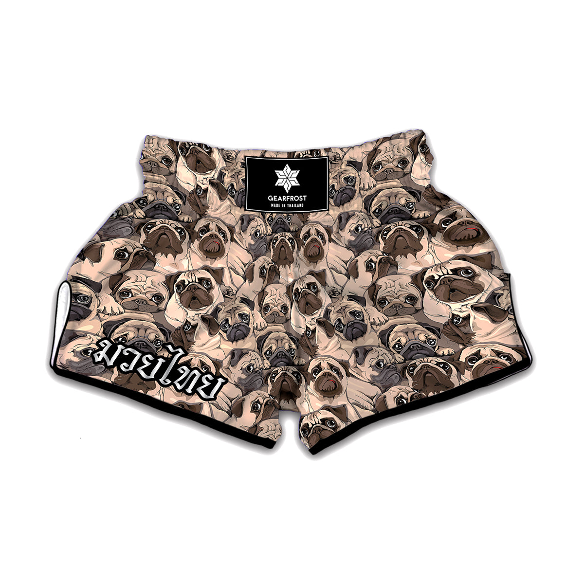 Cute Pug Pattern Print Muay Thai Boxing Shorts