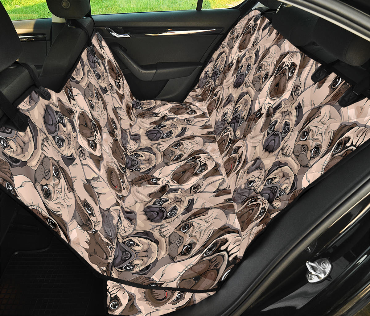 Cute Pug Pattern Print Pet Car Back Seat Cover