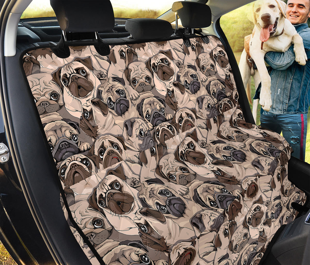 Cute Pug Pattern Print Pet Car Back Seat Cover