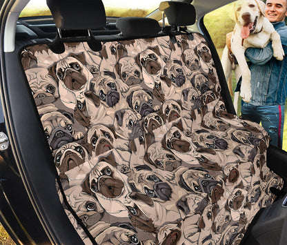Cute Pug Pattern Print Pet Car Back Seat Cover