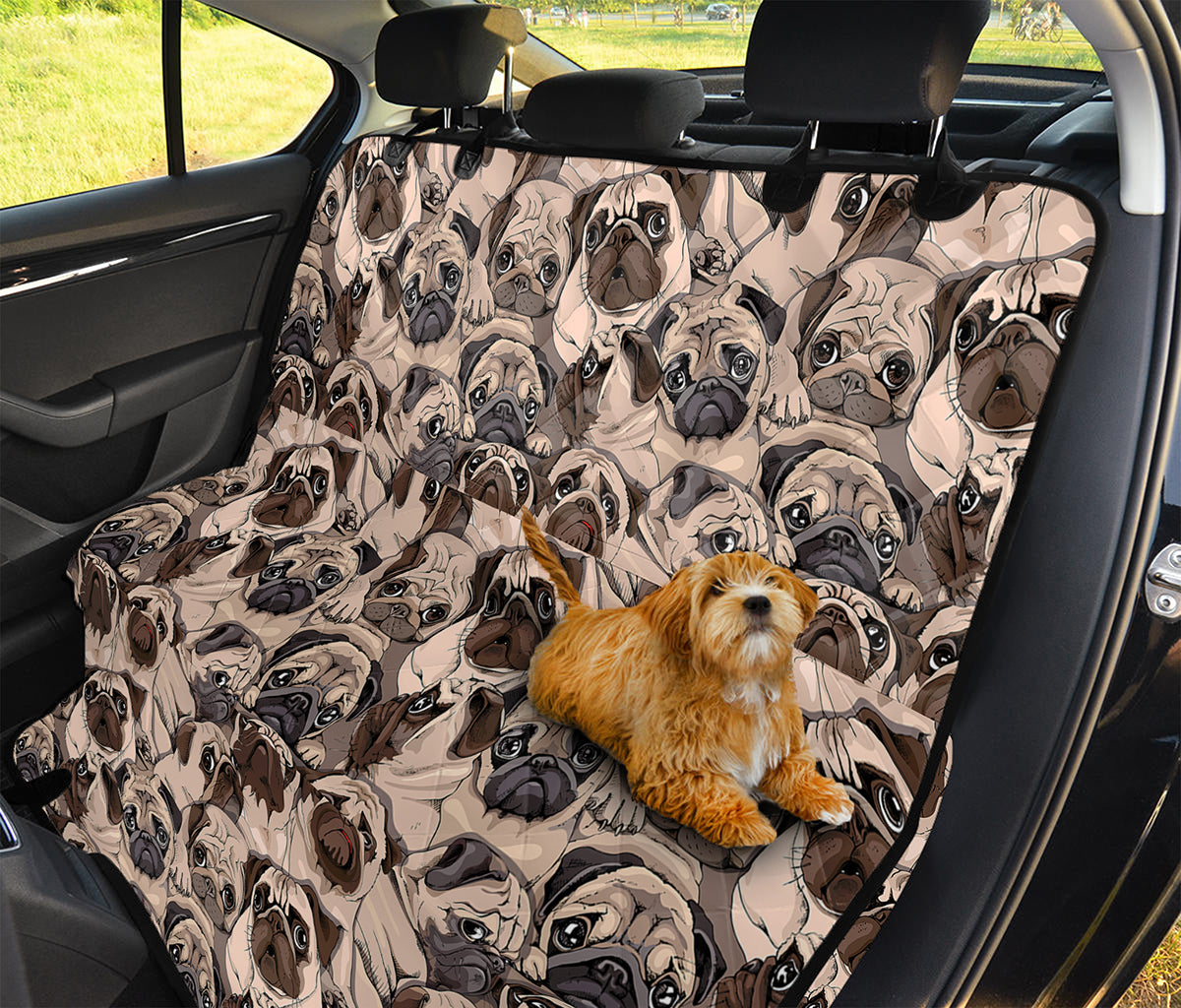 Cute Pug Pattern Print Pet Car Back Seat Cover