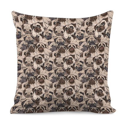 Cute Pug Pattern Print Pillow Cover