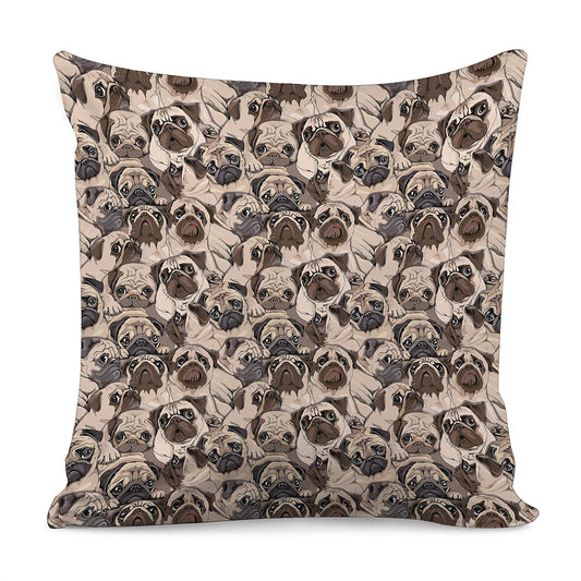 Cute Pug Pattern Print Pillow Cover