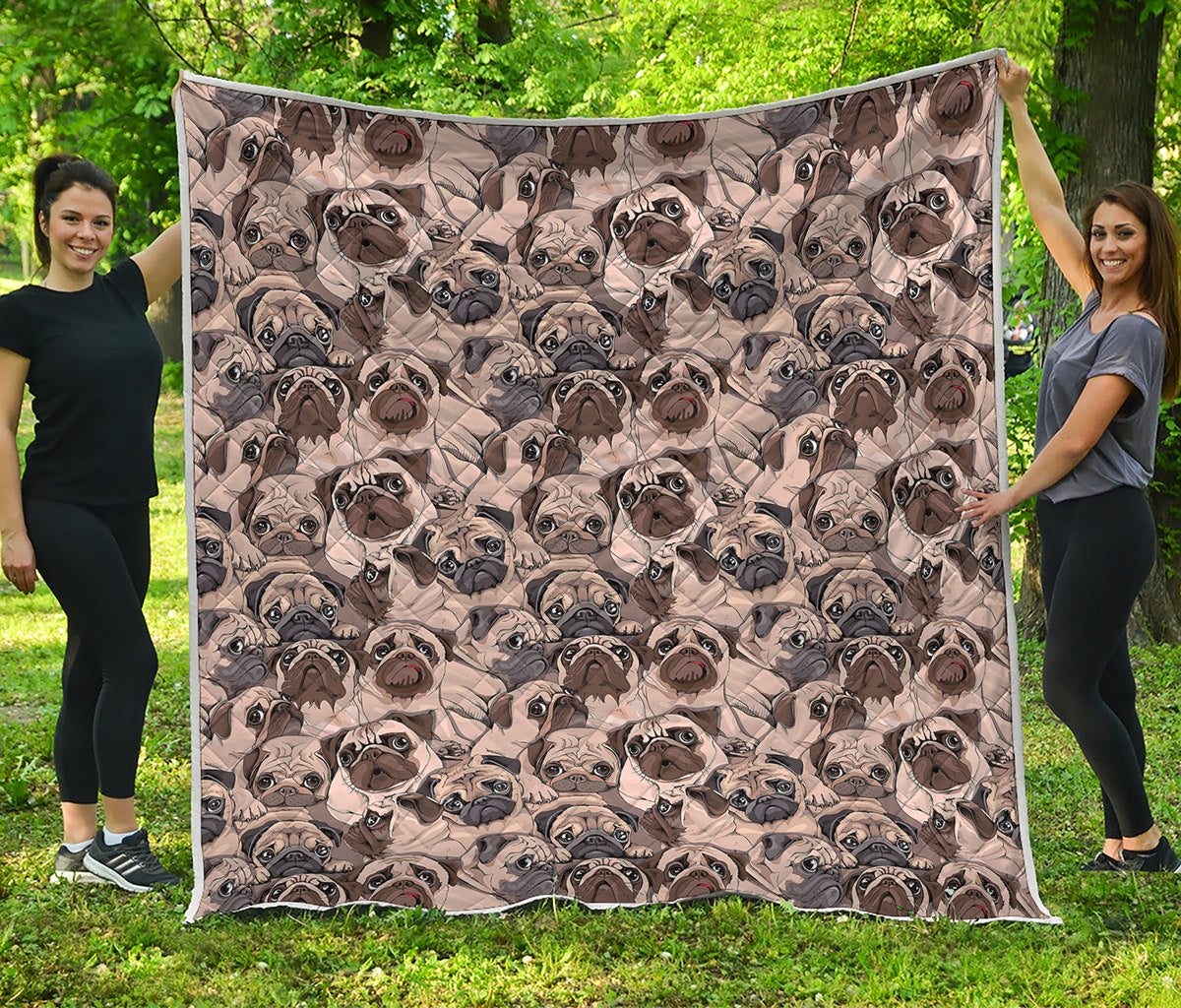 Cute Pug Pattern Print Quilt