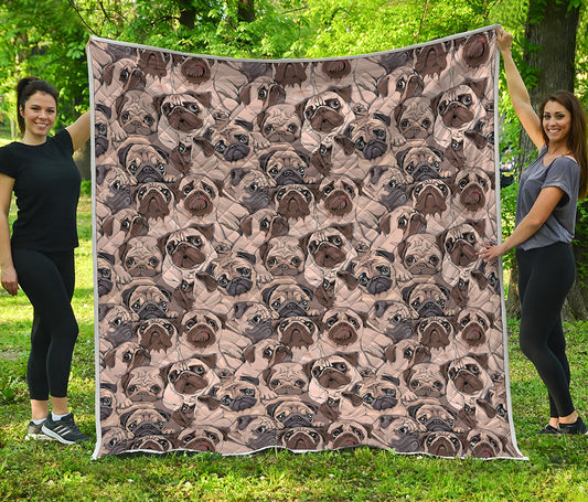 Cute Pug Pattern Print Quilt